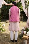 Shop_SHASHA GABA_Wine Silk Pearls, Sequins, Stones Matka Embroidered Nehru Jacket _at_Aza_Fashions