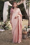 Buy_SHASHA GABA_Pink Chanderi , Pearls, Sequins Embroidered Saree With Blouse _at_Aza_Fashions
