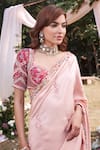 SHASHA GABA_Pink Chanderi , Pearls, Sequins Embroidered Saree With Blouse _Online_at_Aza_Fashions