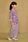 Shop_Samyukta Singhania_Blue Cotton Printed Bloom Top And Pant Set _Online_at_Aza_Fashions