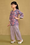 Samyukta Singhania_Blue Cotton Printed Bloom Top And Pant Set _at_Aza_Fashions