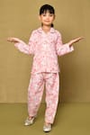 Buy_Samyukta Singhania_Pink Polyester Printed X-mas Tree Xmas And Snowman Night Suit Set _at_Aza_Fashions