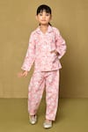 Buy_Samyukta Singhania_Pink Polyester Printed X-mas Tree Xmas And Snowman Night Suit Set _Online_at_Aza_Fashions