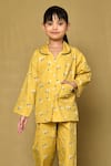 Samyukta Singhania_Yellow Cotton Printed Cute Bunny Night Suit Set _Online_at_Aza_Fashions