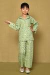 Buy_Samyukta Singhania_Green Cotton Bunny Print Full Sleeve Night Suit _at_Aza_Fashions