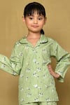 Samyukta Singhania_Green Cotton Bunny Print Full Sleeve Night Suit _Online_at_Aza_Fashions