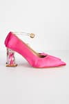 THE NICHE LABEL_Pink Pearl Embellished Cleopatra Twisted Block Heels_Online_at_Aza_Fashions
