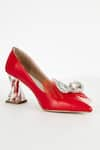 Buy_THE NICHE LABEL_Red Bow And Stone Embellished Derby Date Heels _at_Aza_Fashions