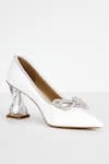 Shop_THE NICHE LABEL_White Bow And Stone Embellished Eva Block Heels_Online_at_Aza_Fashions