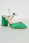 THE NICHE LABEL_Green Stone Embellished Frida Strap Block Heels _Online_at_Aza_Fashions