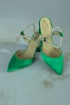 THE NICHE LABEL_Green Stone Embellished Frida Strap Block Heels _at_Aza_Fashions