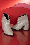 Shop_THE NICHE LABEL_Beige Stone Embellished And Textured Glitterati Ankle Boots_at_Aza_Fashions