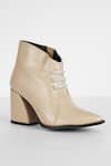 Shop_THE NICHE LABEL_Beige Stone Embellished And Textured Glitterati Ankle Boots_Online_at_Aza_Fashions