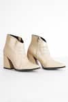 Buy_THE NICHE LABEL_Beige Stone Embellished And Textured Glitterati Ankle Boots