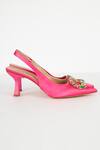 THE NICHE LABEL_Pink Stone Embellished Kitty Ko French Heels _at_Aza_Fashions