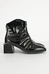 Buy_THE NICHE LABEL_Black Ruched Pattern Malala Ankle Boots _Online_at_Aza_Fashions