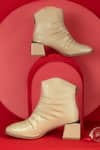 Shop_THE NICHE LABEL_Cream Ruched Pattern Malala Ankle Boots _at_Aza_Fashions