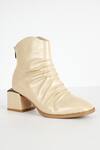 THE NICHE LABEL_Cream Ruched Pattern Malala Ankle Boots _Online_at_Aza_Fashions