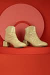 Shop_THE NICHE LABEL_Cream Ruched Pattern Malala Ankle Boots _Online_at_Aza_Fashions