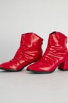 THE NICHE LABEL_Red Ruched Pattern Malala Solid Ankle Boots_Online_at_Aza_Fashions