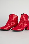 THE NICHE LABEL_Red Ruched Pattern Malala Solid Ankle Boots _Online_at_Aza_Fashions