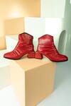 Buy_THE NICHE LABEL_Red Ruched Pattern Malala Solid Ankle Boots 