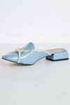 THE NICHE LABEL_Blue Stone Embellished Maya Cord Mules _Online_at_Aza_Fashions