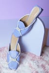 THE NICHE LABEL_Blue Stone Embellished Maya Cord Mules _at_Aza_Fashions