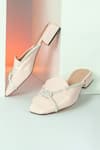 THE NICHE LABEL_Pink Stone Embellished Maya Knotted Cord Mules _at_Aza_Fashions