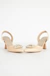 Shop_THE NICHE LABEL_Beige Stone Embellished And Textured Oprah Spool Heels_at_Aza_Fashions