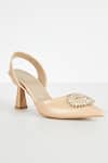 Buy_THE NICHE LABEL_Beige Stone Embellished And Textured Oprah Spool Heels_Online_at_Aza_Fashions