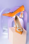 THE NICHE LABEL_Orange Stone Embellished Rosa Brooch Pumps _Online_at_Aza_Fashions