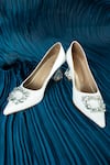 Buy_THE NICHE LABEL_White Stone Embellished Rosa Brooch Heels_at_Aza_Fashions