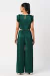 Shop_LIL DRAMA_Green Poly Knit Embellished Pearls Pleated Crop Top And Pant Co-ord Set _at_Aza_Fashions