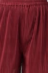 LIL DRAMA_Maroon Polyester Pearls Pleated Crop Top Pant Co-ord Set _at_Aza_Fashions