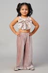 Buy_LIL DRAMA_Grey Satin Plain Bow Top And Pant Set _at_Aza_Fashions