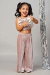 LIL DRAMA_Grey Satin Plain Bow Top And Pant Set _Online_at_Aza_Fashions