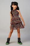 LIL DRAMA_Black Polyester Print Floral Halter Neck Dress _Online_at_Aza_Fashions