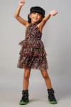 Shop_LIL DRAMA_Black Polyester Print Floral Halter Neck Dress _Online_at_Aza_Fashions