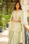 Buy_Ajiesh Oberoi_Green Silk, Organza, Muslin Cut Work, Kriti Cutdana Kurta Sharara Set _Online_at_Aza_Fashions