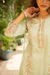 Shop_Ajiesh Oberoi_Green Silk, Organza, Muslin Cut Work, Kriti Cutdana Kurta Sharara Set _Online_at_Aza_Fashions