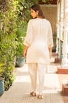 Shop_Ajiesh Oberoi_Ivory Silk, Organza, Cotton, Muslin Nazakat Foliage Kurta Dhoti Pant Set _at_Aza_Fashions