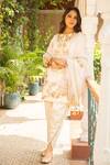 Buy_Ajiesh Oberoi_Ivory Silk, Organza, Cotton, Muslin Nazakat Foliage Kurta Dhoti Pant Set _Online_at_Aza_Fashions