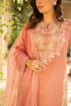 Ajiesh Oberoi_Pink Silk, Organza, Cotton, Muslin Embroidery, Cut Old Rose Kurta Sharara Set _at_Aza_Fashions