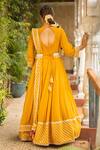 Shop Ajiesh Oberoi Yellow Georgette, Lycra, Muslin Embroidery, Gota Anjum Bodice Anarkali Set at Aza Fashions Shop_Ajiesh Oberoi_Yellow Georgette, Lycra, Muslin Embroidery, Gota Anjum Bodice Anarkali Set _at_Aza_Fashions