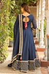 Shop Ajiesh Oberoi Blue Georgette, Lycra, Muslin Embroidery, Gota Anjum Floral Bodice Anarkali Set at Aza Fashions Shop_Ajiesh Oberoi_Blue Georgette, Lycra, Muslin Embroidery, Gota Anjum Floral Bodice Anarkali Set _at_Aza_Fashions