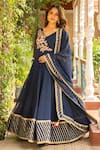 Shop Ajiesh Oberoi Blue Georgette, Lycra, Muslin Embroidery, Gota Anjum Floral Bodice Anarkali Set Online at Aza Fashions Shop_Ajiesh Oberoi_Blue Georgette, Lycra, Muslin Embroidery, Gota Anjum Floral Bodice Anarkali Set _Online_at_Aza_Fashions