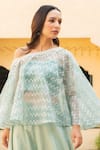 Ajiesh Oberoi Green Organza Gota Patti, Pearls, Embroidery Diya Chevron Cape Sharara Set Online at Aza Fashions Ajiesh Oberoi_Green Organza Gota Patti, Pearls, Embroidery Diya Chevron Cape Sharara Set _Online_at_Aza_Fashions