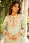 Shop_Ajiesh Oberoi_Green Silk, Organza, Muslin Sequins, Embroidery Gehna Floral Kurta Sharara Set _Online_at_Aza_Fashions