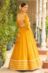 Shop_Ajiesh Oberoi_Yellow Georgette, Lycra, Muslin Embroidery Sweetheart Neck Hasrat Anarkali Set _at_Aza_Fashions